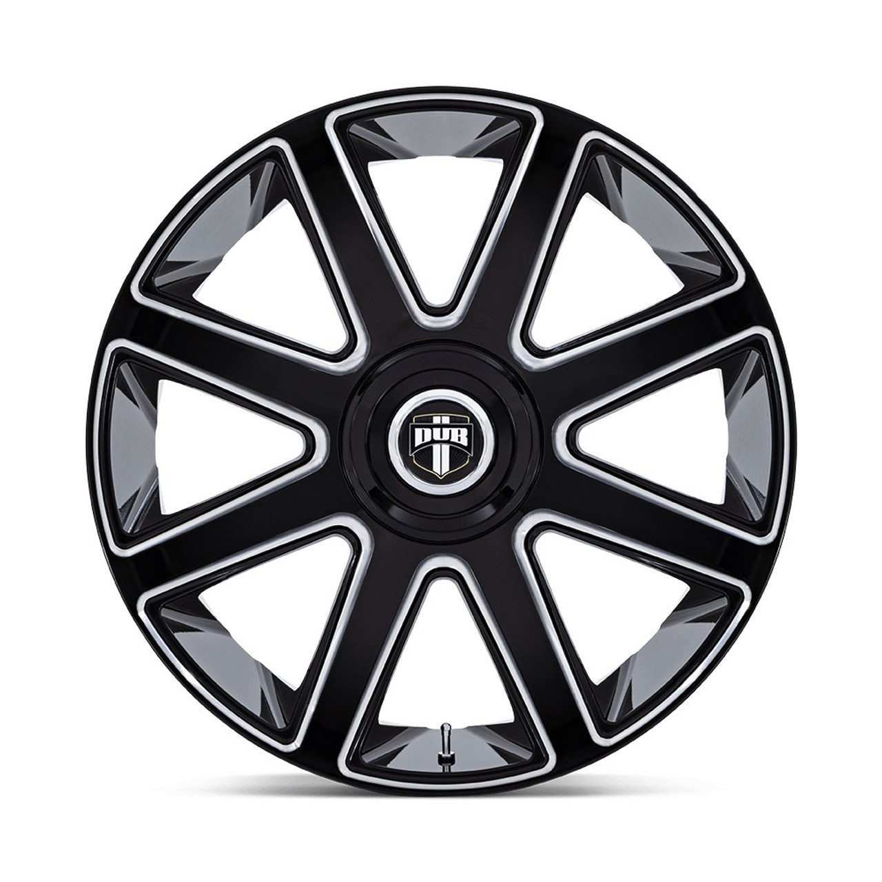 24" DUB 1PC DC273 Pull Gloss Black Milled 24x9 Wheel 5x115 5x120 15mm Rim