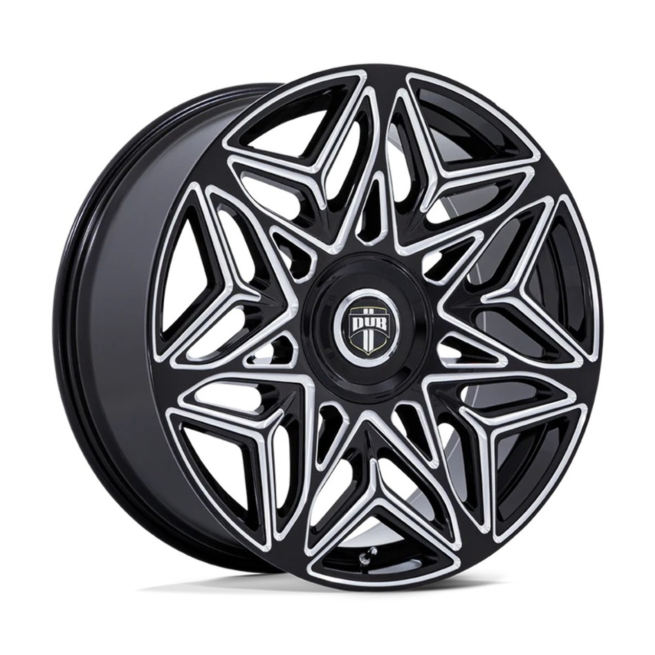 22" DUB 1PC DC274 Anomaly Gloss Black Milled 22x9 Wheel 5x115 5x120 15mm Rim