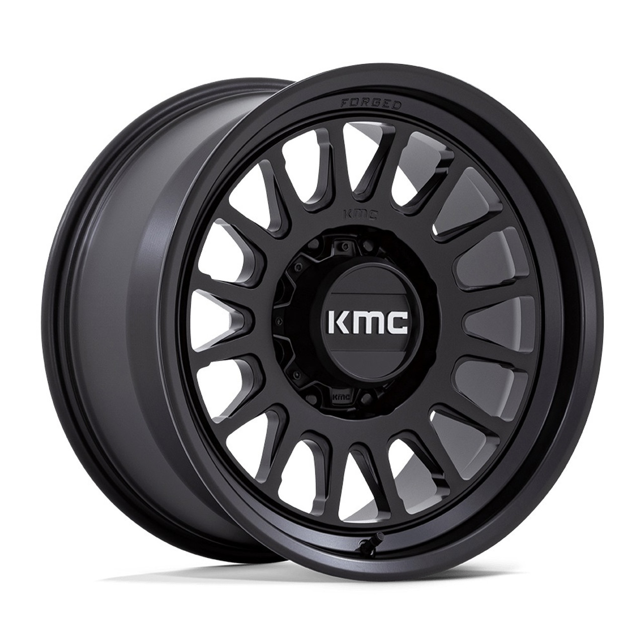 18" KMC KM452 Impact Forged Monoblack Satin Black 18x9 Wheel 8x180 18mm Rim