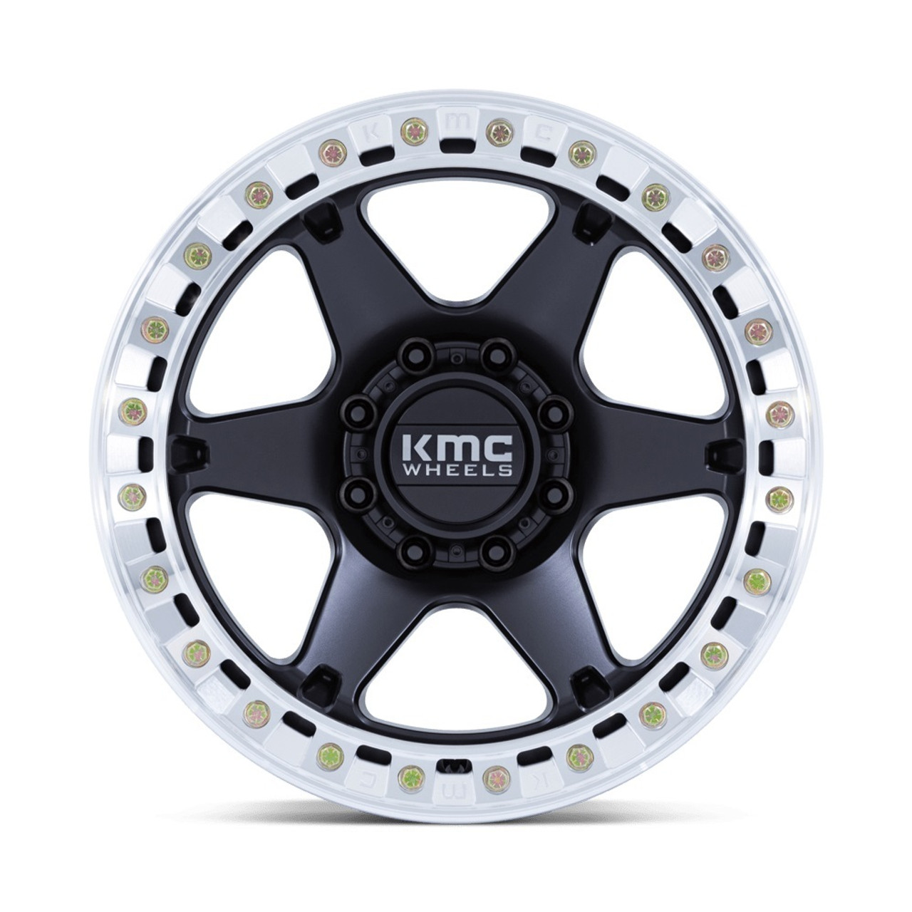 Set 4 20" KMC KM238 VI Beadlock Satin Black Machined Ring 20x10 8x6.5 -48mm Rims