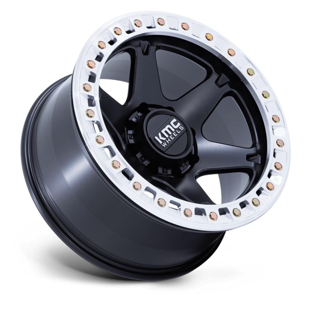 Set 4 20" KMC KM238 VI Beadlock Satin Black Machined Ring 20x10 8x6.5 -48mm Rims