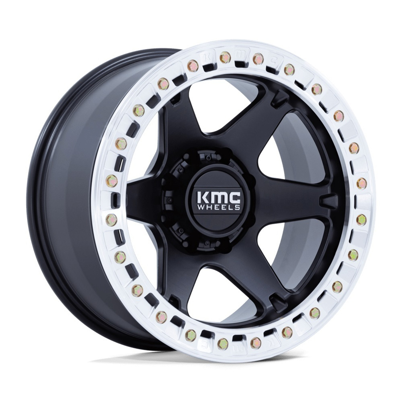 Set 4 17" KMC KM238 VI Beadlock Satin Black Machined Ring 17x9 8x6.5 -38mm Rims