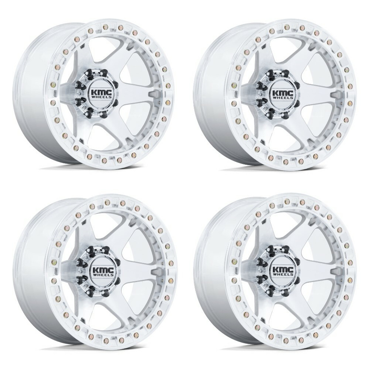 Set 4 20" KMC KM238 VI Beadlock Machined 20x10 Wheels 8x6.5 -48mm Truck Rims