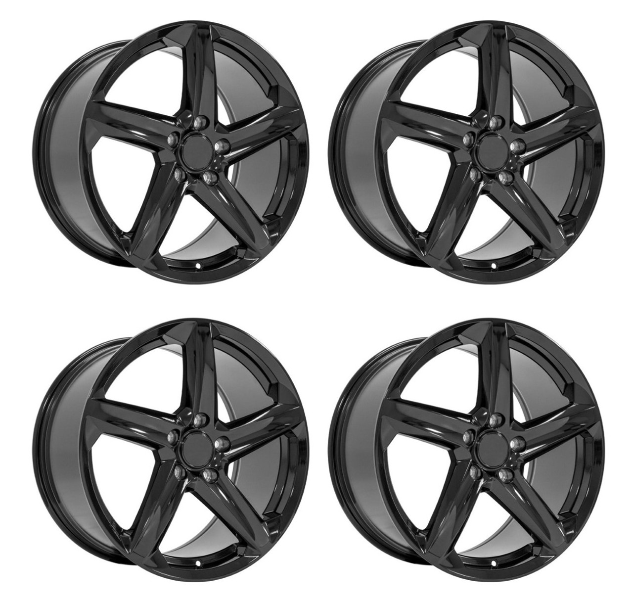 Set 4 18" OE Wheels CV02C Gloss Black 18x8.5 Wheels 5x4.75 Rims 56mm For Chevy