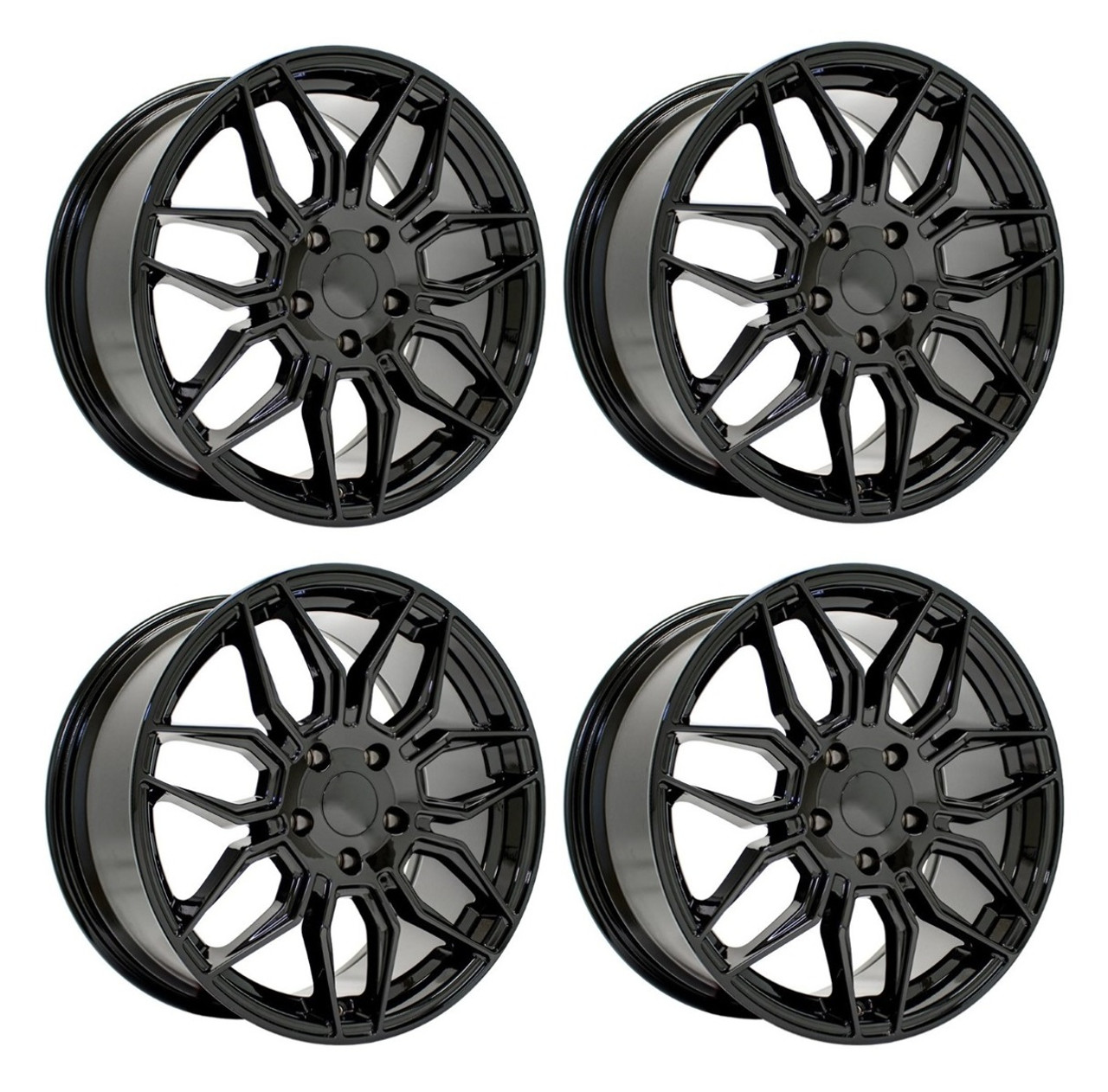 Set 4 18" OE Wheels CV03C Gloss Black 18x8.5 Wheels 5x4.75 Rims 52mm For Chevy