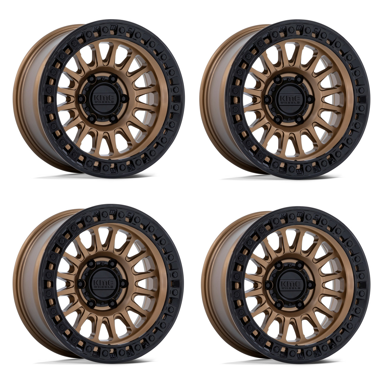 Set 4 20" KMC KM552 IMS Matte Bronze Gloss Black Lip 20x9 Wheels 6x5.5 18mm Rims