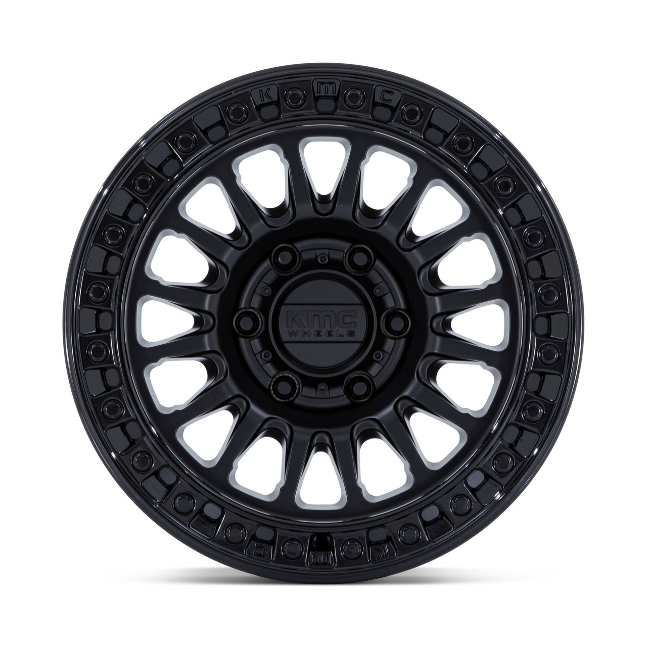 18" KMC KM552 IMS Matte Black Gloss Black Lip Wheel 18x9 5x5 0mm For Jeep Rim