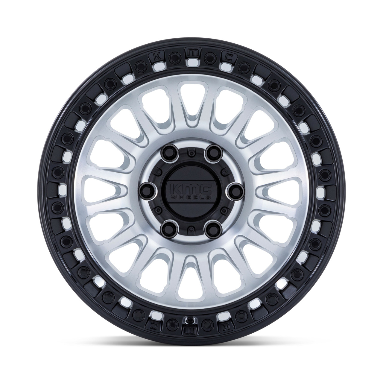 20" KMC KM552 IMS Machined Black Lip 20x9 8x6.5 18mm For Chevy GMC Ram Ford Rim