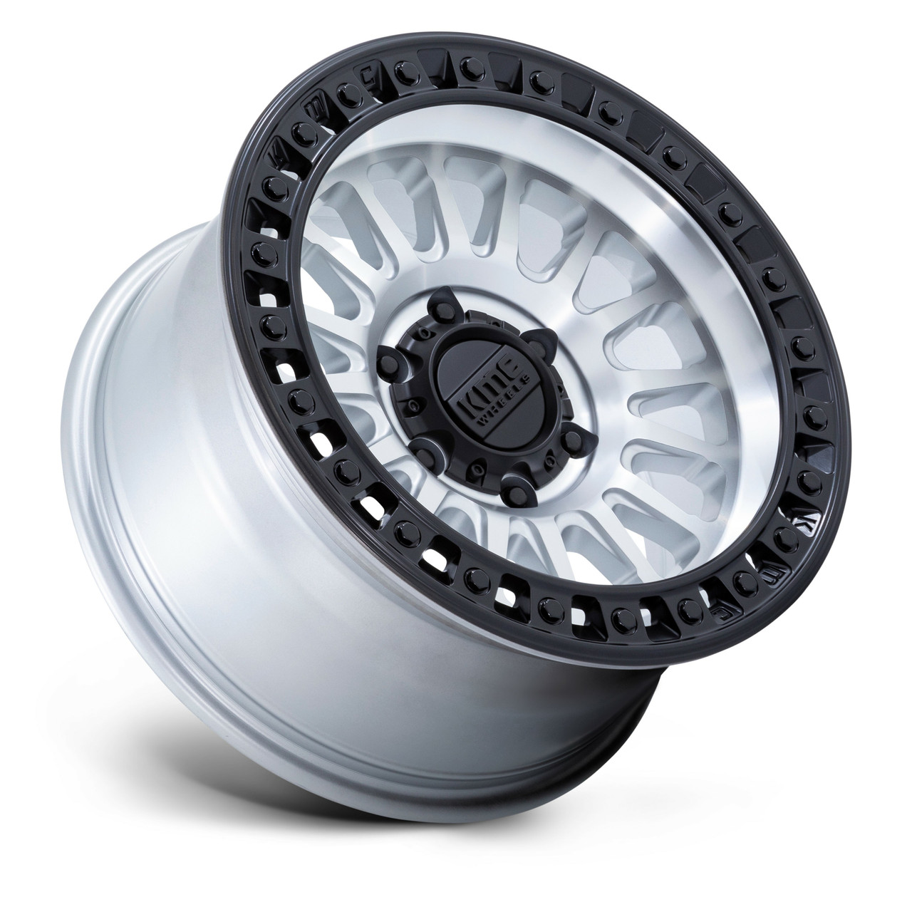 20" KMC KM552 IMS Machined Black Lip 20x9 8x6.5 18mm For Chevy GMC Ram Ford Rim