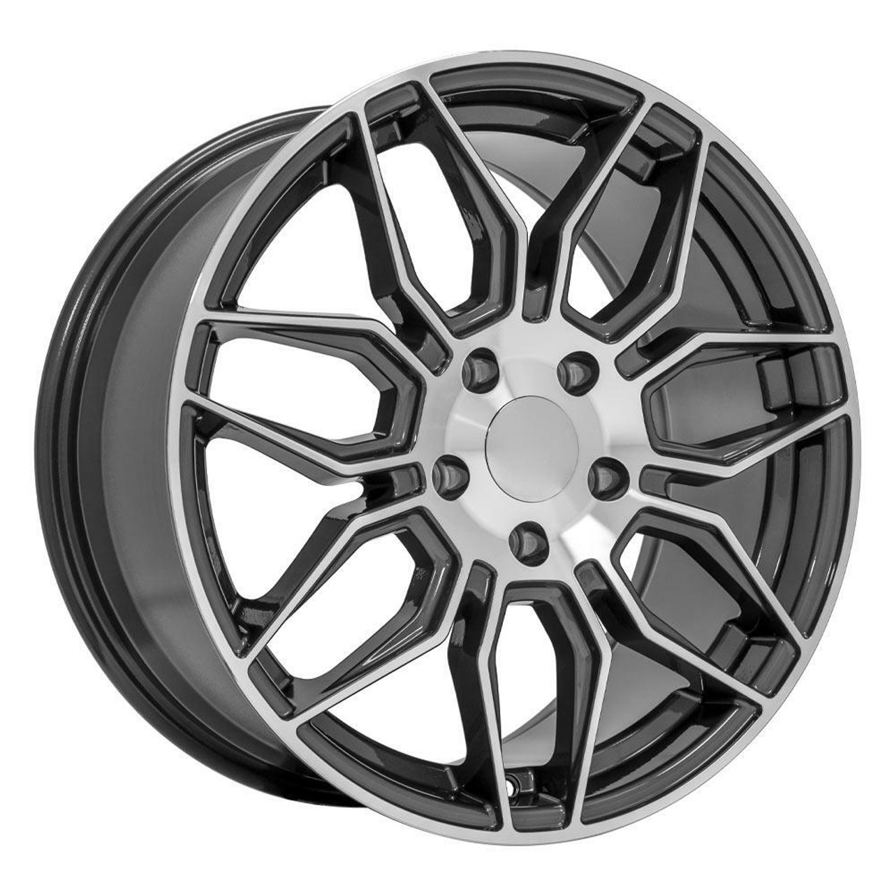 19" OE Wheels CV03C Gunmetal Machined 19x10 Wheel 5x4.75 Rim 73mm For Corvette