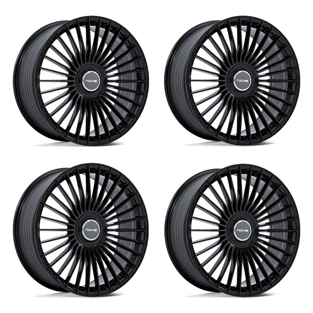 Set 4 22" Niche 1PC NC282 Serene Gloss Black 22x10 Wheels 5x130 20mm Rims