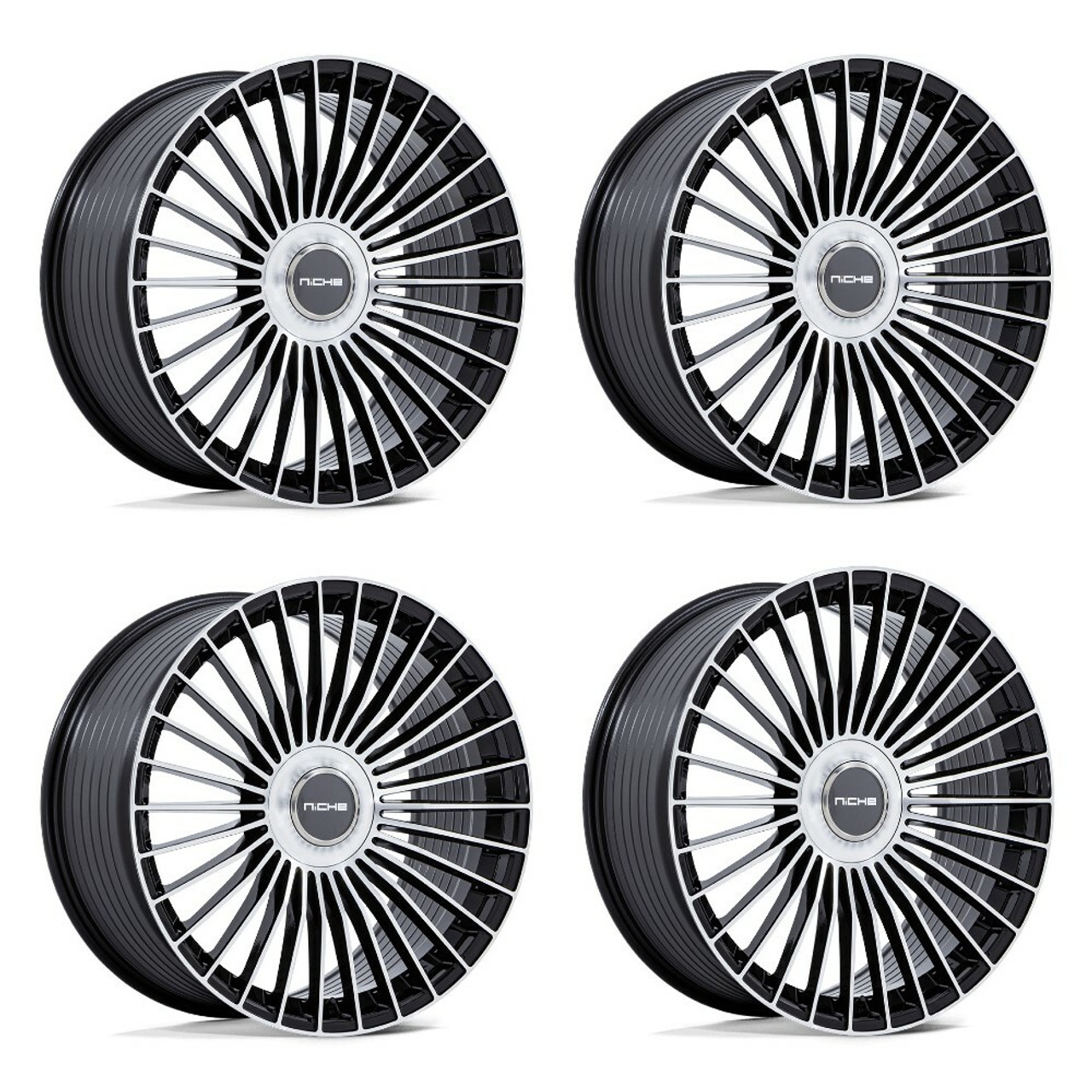 Set 4 24" Niche NC282 Serene Gloss Black Machined Face 24x10 Wheels 5x130 20mm