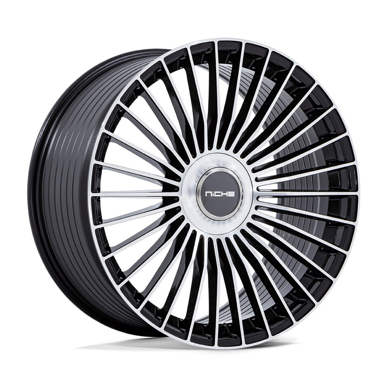 22" Niche NC282 Serene Gloss Black Machined Face 22x10 Wheel 5x112 5x120 35mm