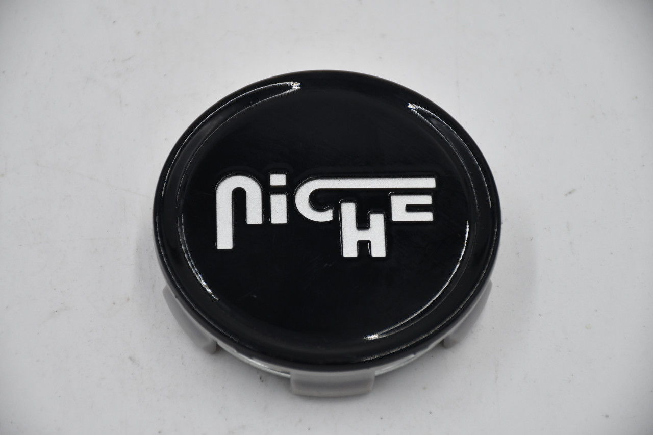 Niche Gloss Black Center Cap Hub Cap 1003-22GBS 2.70" Silver Logo