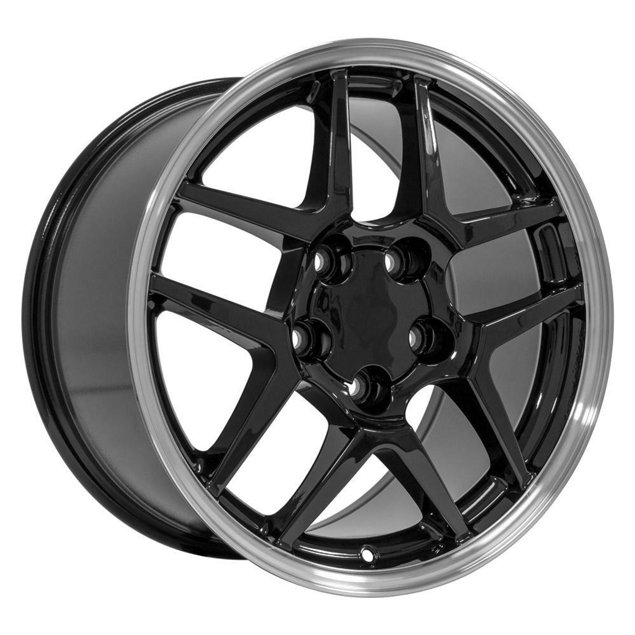17" OE Wheels CV04 Black w/ Machined Lip 17x9.5 Wheel 5x4.75 Rim 54mm For Chevy