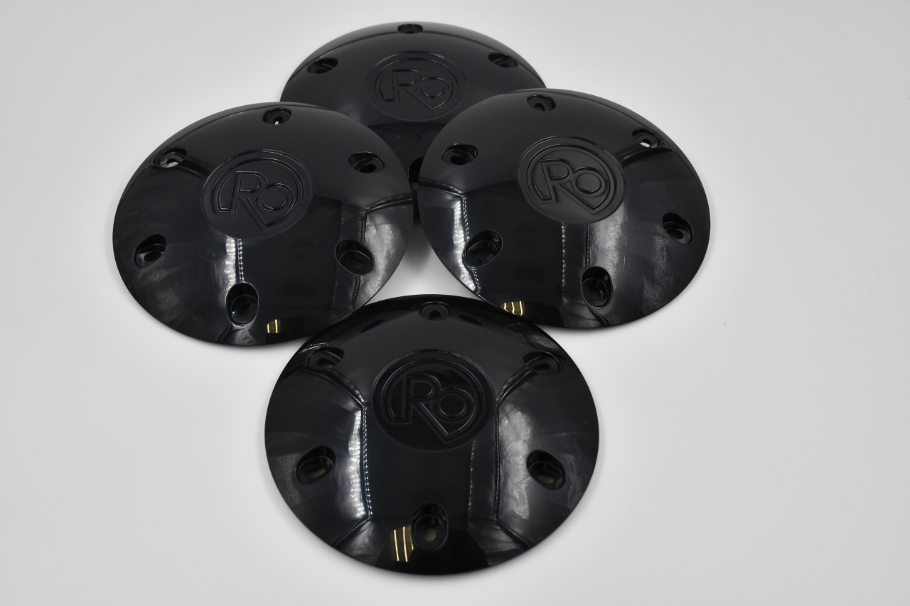 Set 4 Black Ro Center Caps Fit Any Wheel 6x5.5 w/ 12mm x 1.25 Lug Nuts
