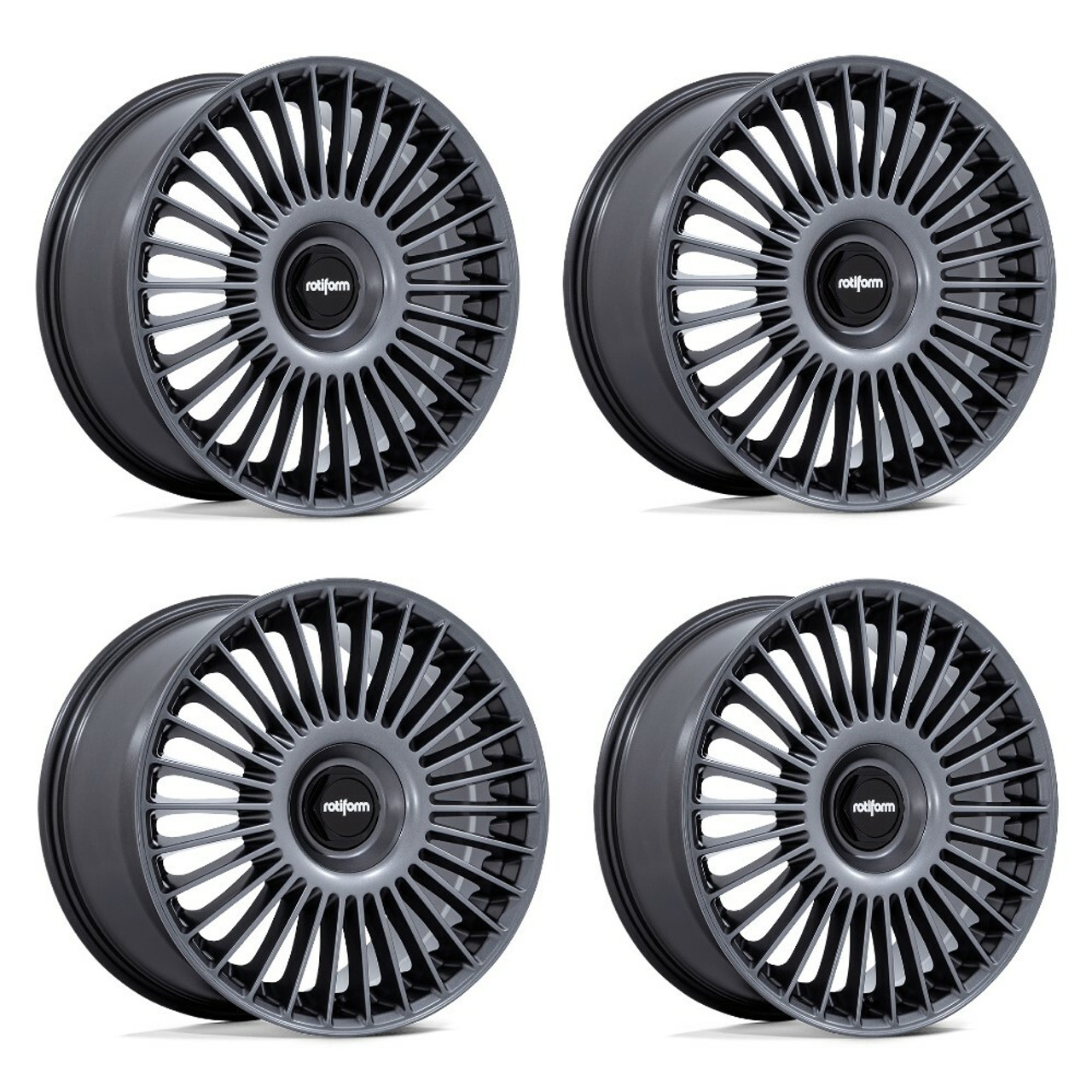 Set 4 22" Rotiform RC202 GRZ Matte Anthracite 22x10 Wheels 5x112 5x120 35mm Rims