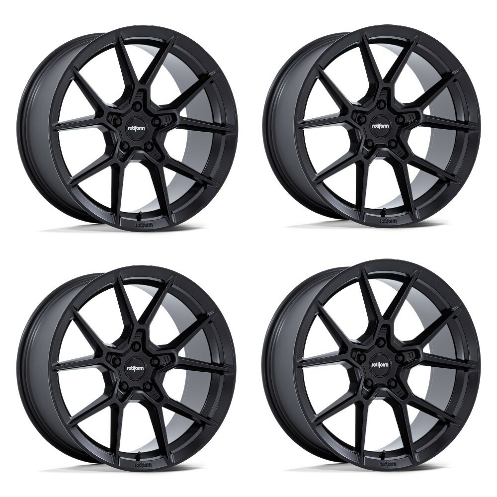 Set 4 20" Rotiform RC199 KPR Satin Black 20x10 Wheels 5x112 35mm Rims