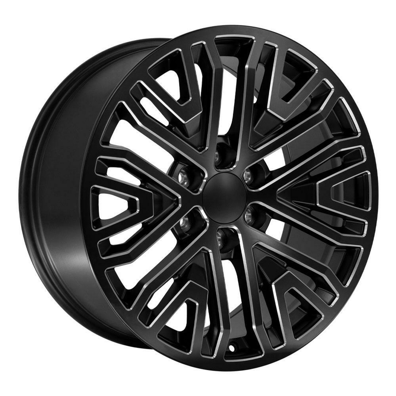 20" OE Wheels CV37 Black w/ Milled Edge 20x9 Wheel 6x5.5 Rim 28mm For Chevy GMC