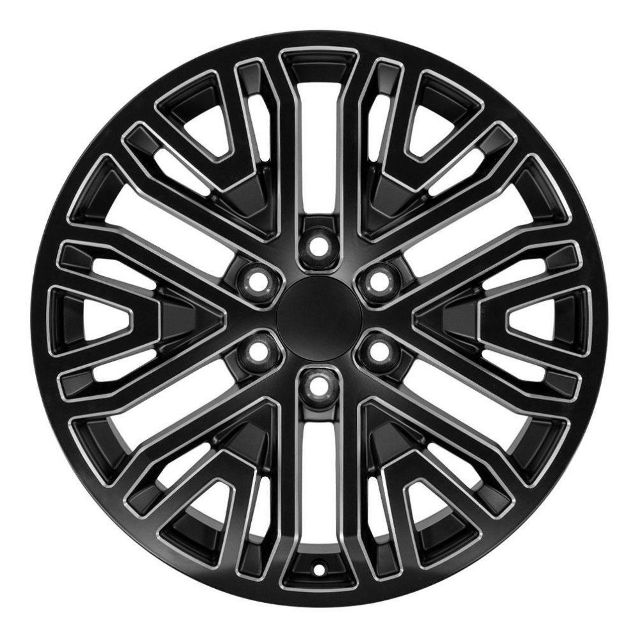 20" OE Wheels CV37 Black w/ Milled Edge 20x9 Wheel 6x5.5 Rim 28mm For Chevy GMC