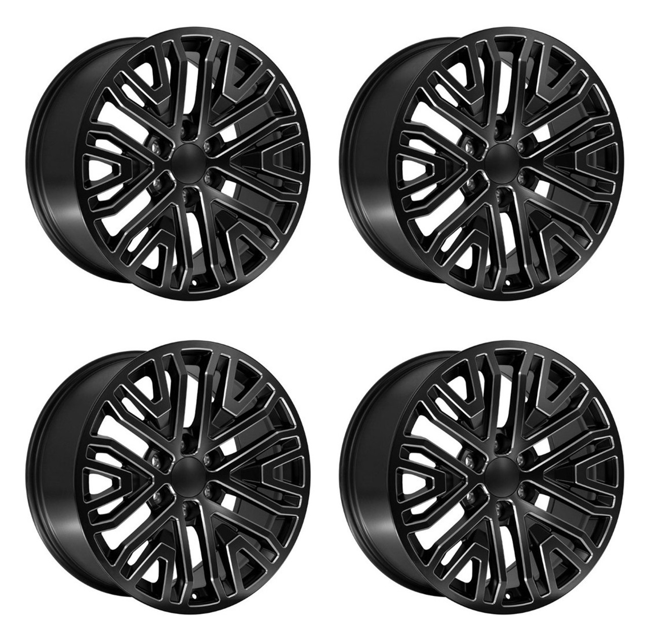 Set 4 20" OE Wheels CV37 Black with Milled Edge 20x9 Wheels 6x5.5 Rims 28mm