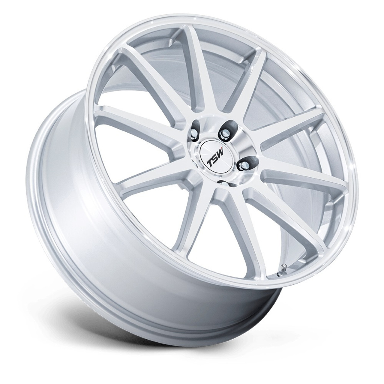 19" TSW TW004 Canard Gloss Silver Machined Face 19x9.5 Wheel 5x4.5 40mm Rim