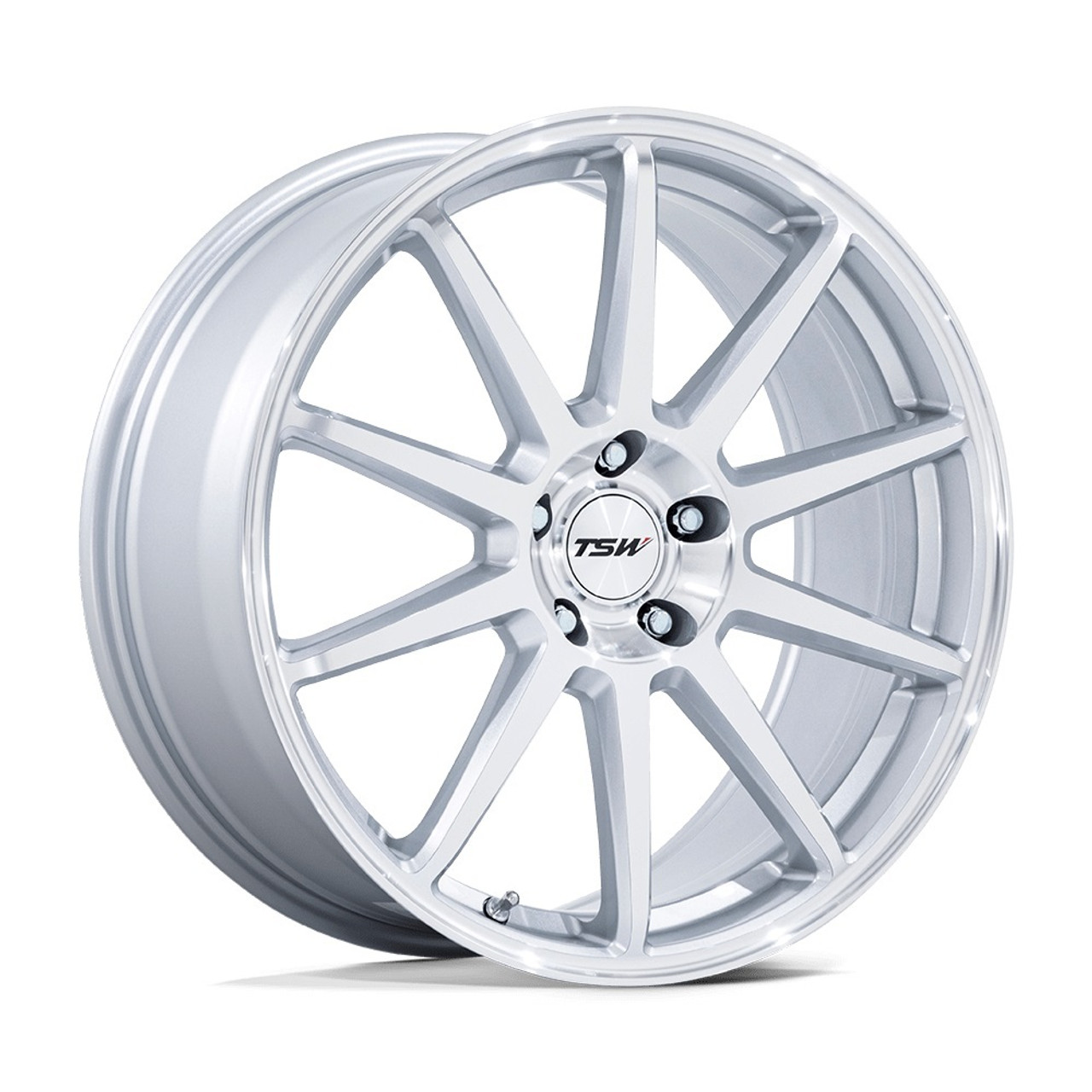 19" TSW TW004 Canard Gloss Silver Machined Face 19x8.5 Wheel 5x4.5 35mm Rim