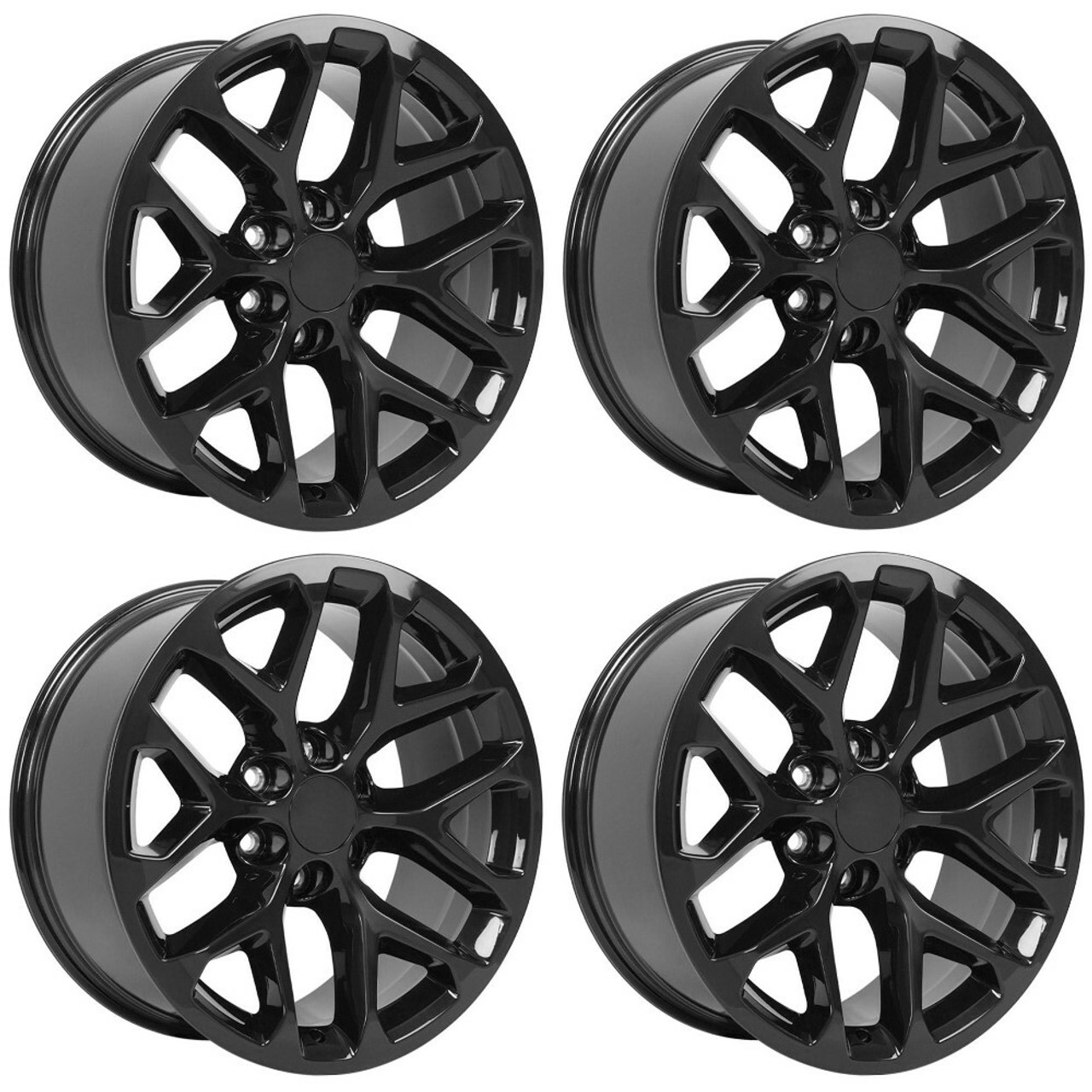 Set 4 22" OE Wheels CV98B Gloss Black 22x9 Wheels 6x5.5 Rims 24mm For Chevy GMC