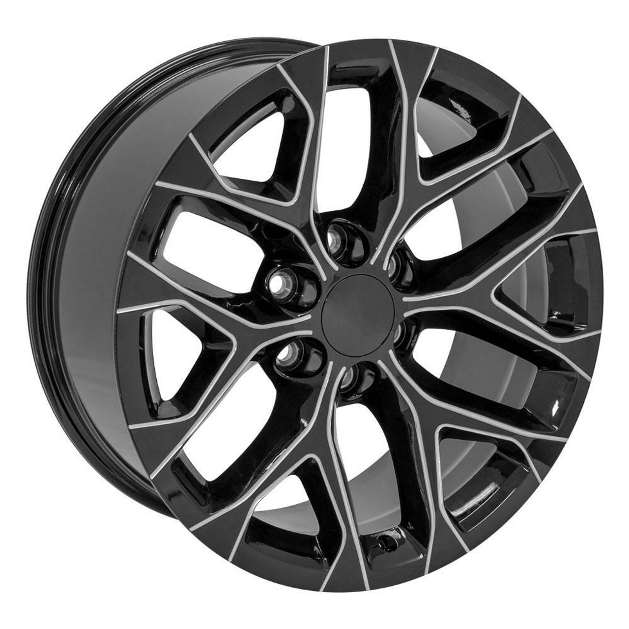 22" OE Wheels CV98B Black w/ Milled Edge 22x9 Wheel 6x5.5 Rim 24mm For Chevy GMC