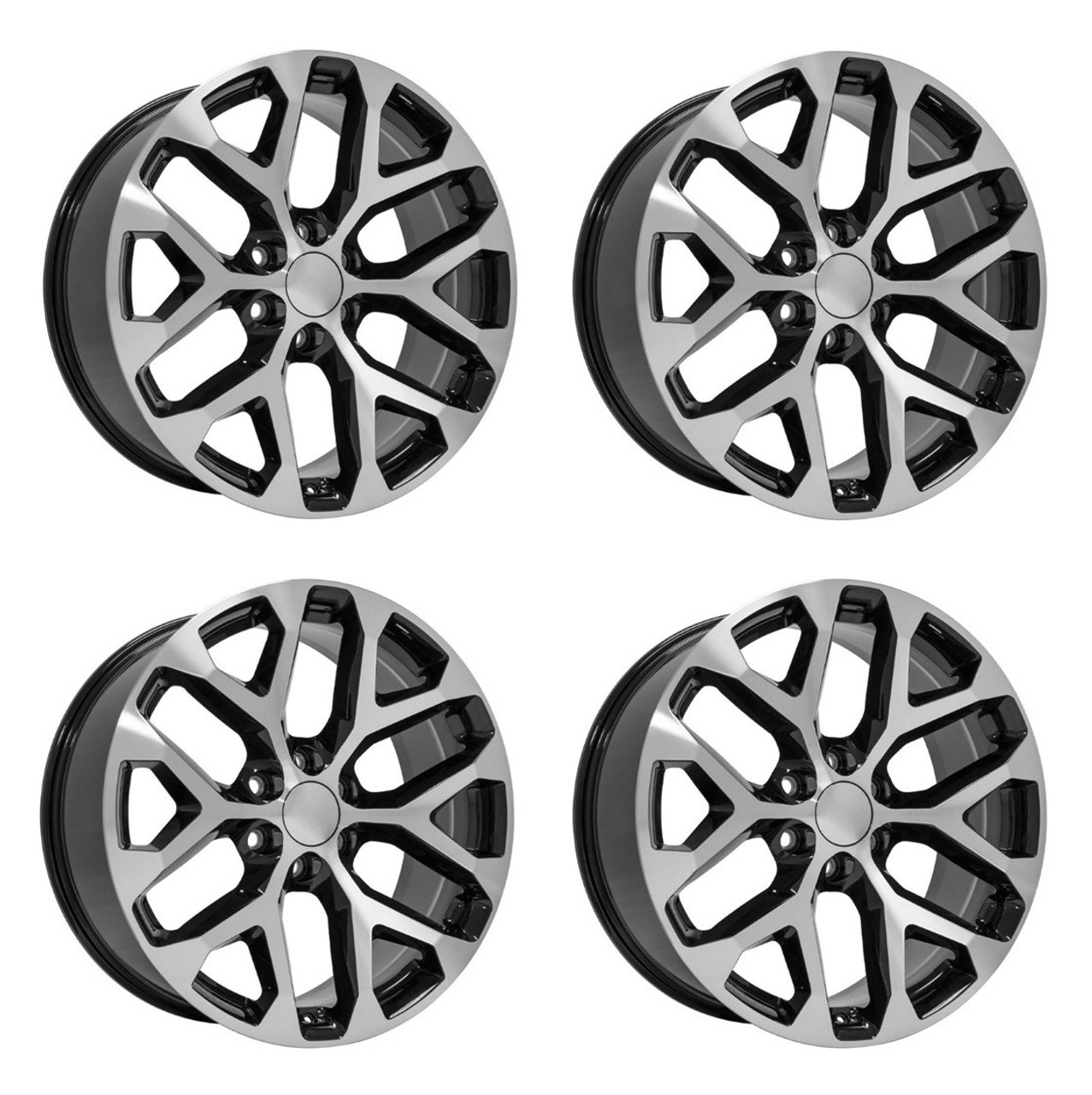 Set 4 24" OE Wheels CV98B Black Machined 24x10 Wheels 6x5.5 Rims 24mm For Chevy