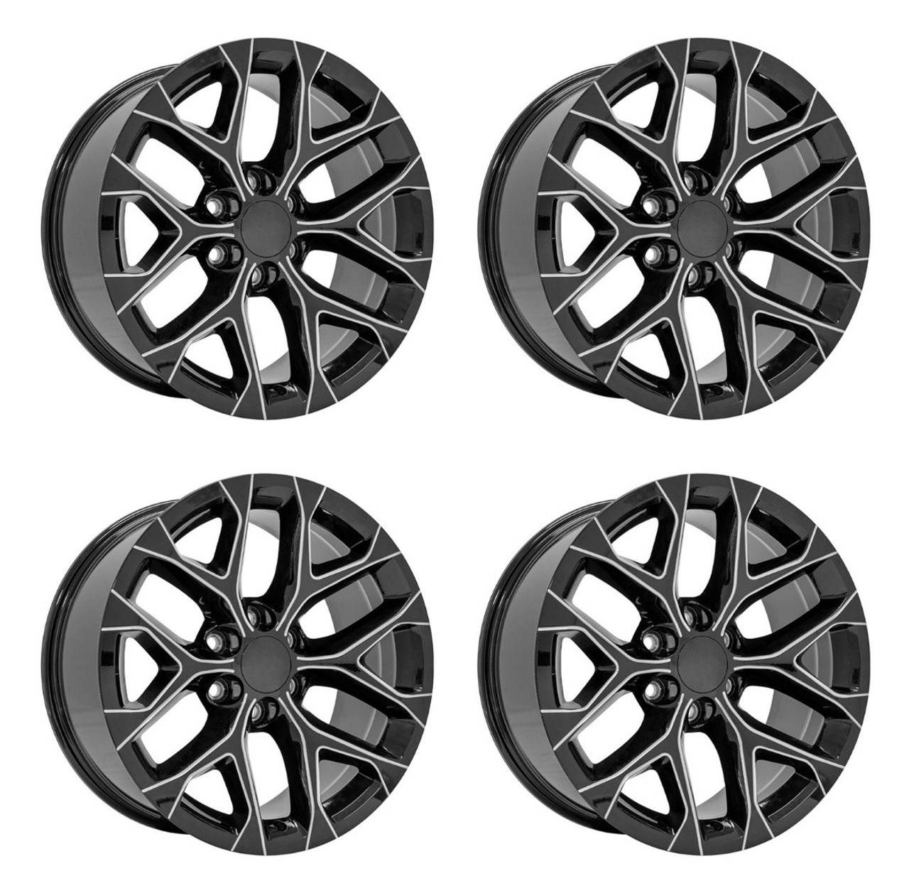 Set 4 26" OE Wheels CV98B Black w/ Milled Edge 26x10 Wheels 6x5.5 24mm For Chevy