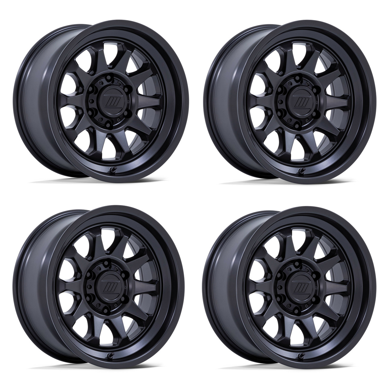 Set 4 17" Pro Comp Alloys PA203 Beacon 17x8 6x5.5 20mm Matte Black Truck Rims