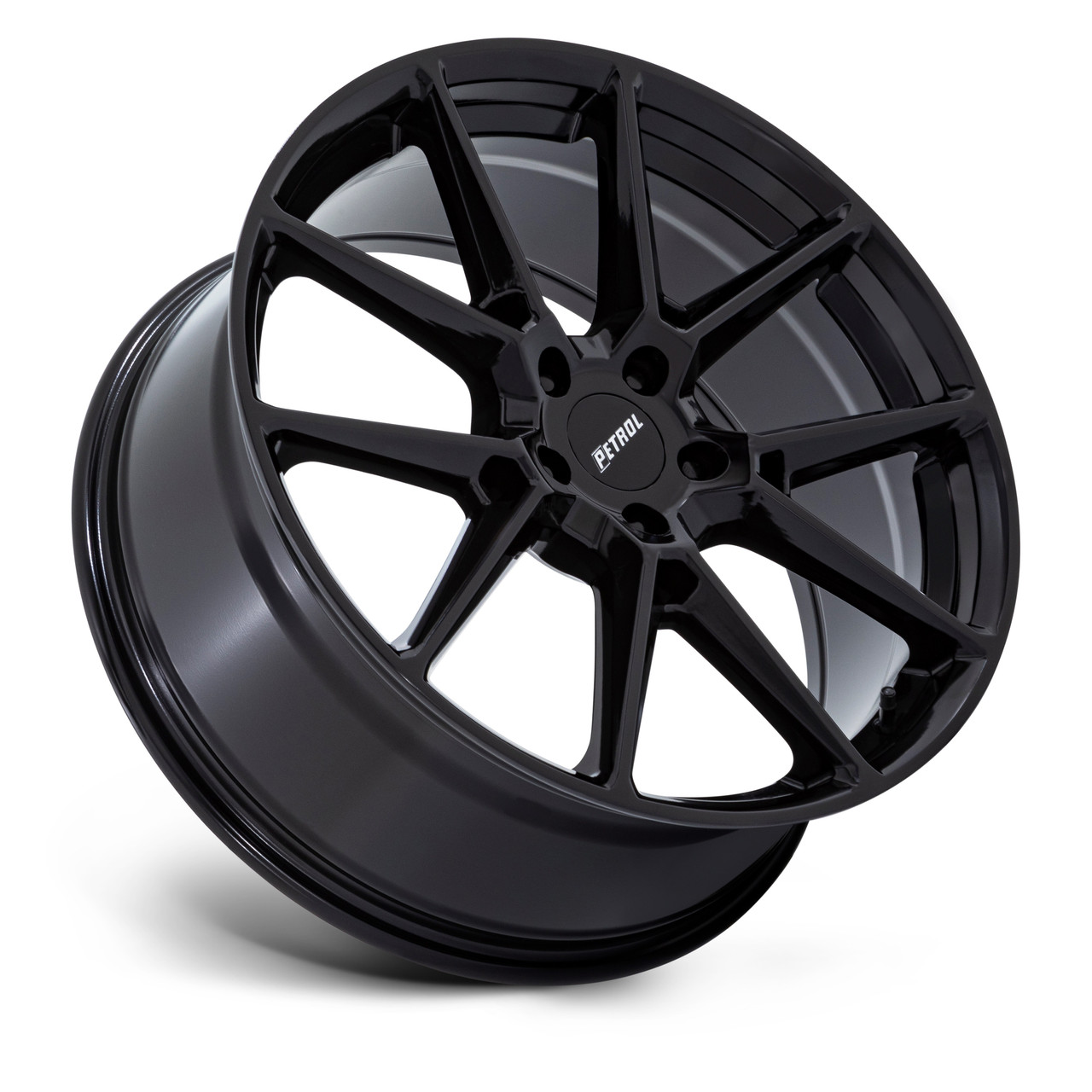 Set 4 18" Petrol PE002 P1E Gloss Black 18x8 Wheels 5x4.25 40mm Rims