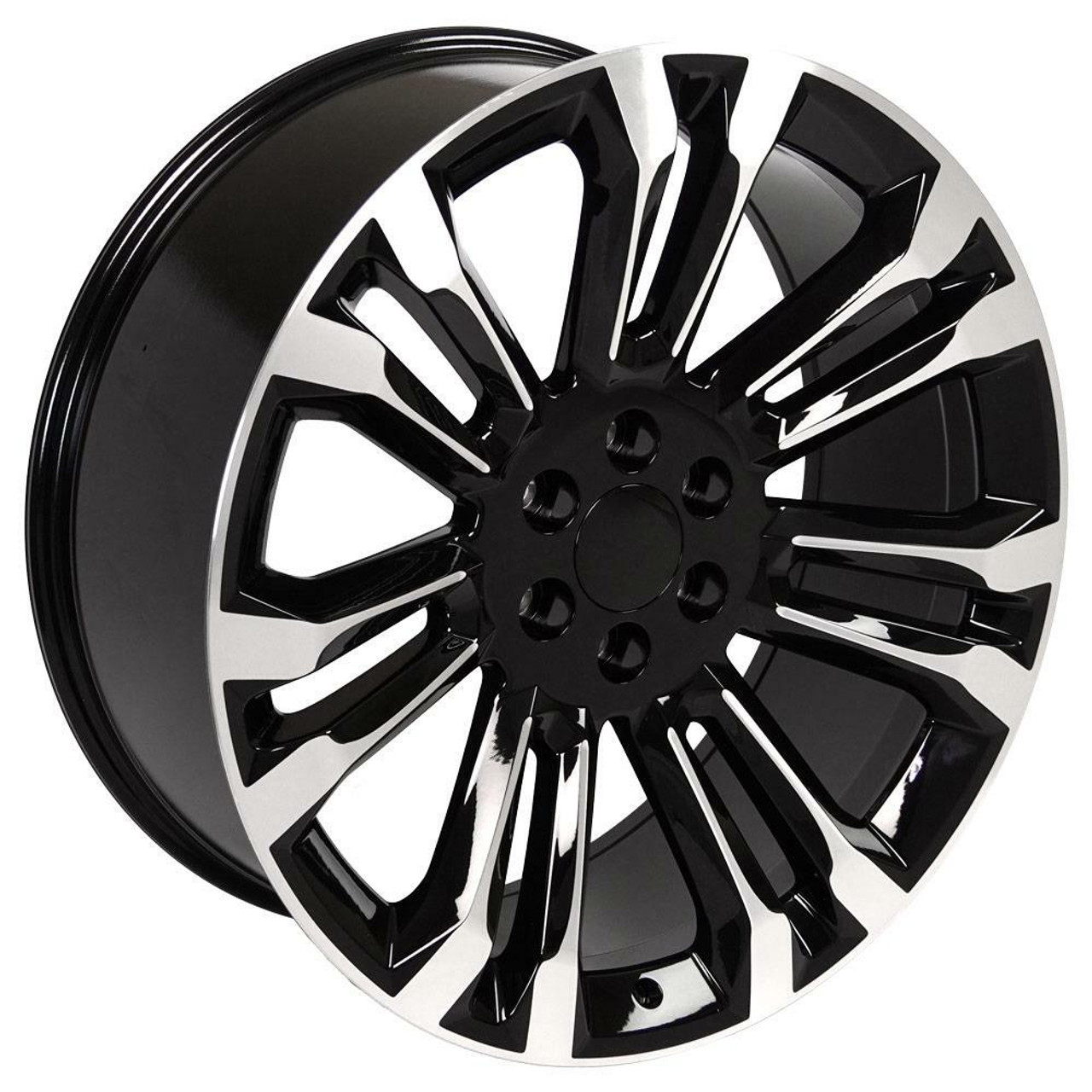 Set 4 24" OE Wheels CV43B Black Machined 24x10 Wheels 6x5.5 Rims 24mm For Chevy