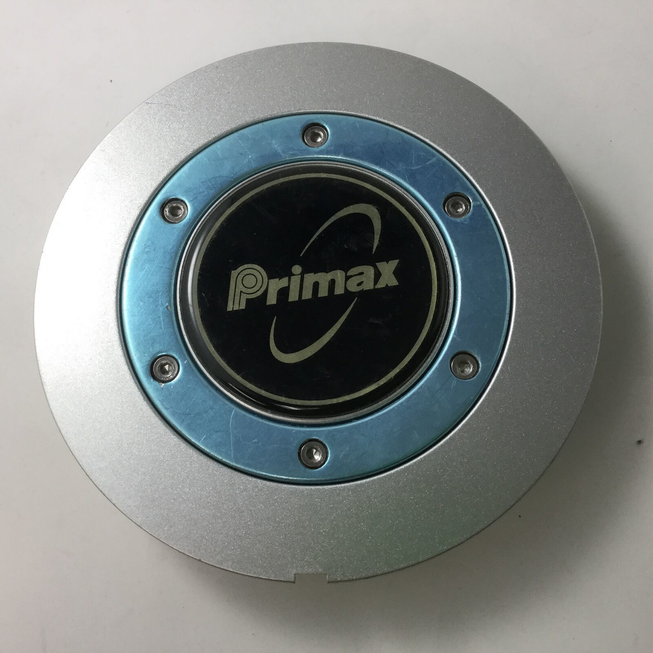 Primax Silver Custom Wheel Center Cap with Blue Ring PRI18 6"