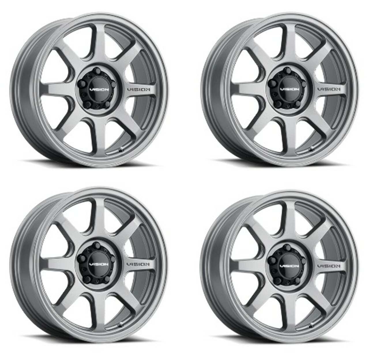 Set 4 20" Vision Off Road 351 Flow Satin Grey 20x9 Wheels 6x5.5 10mm Truck Suv Rims