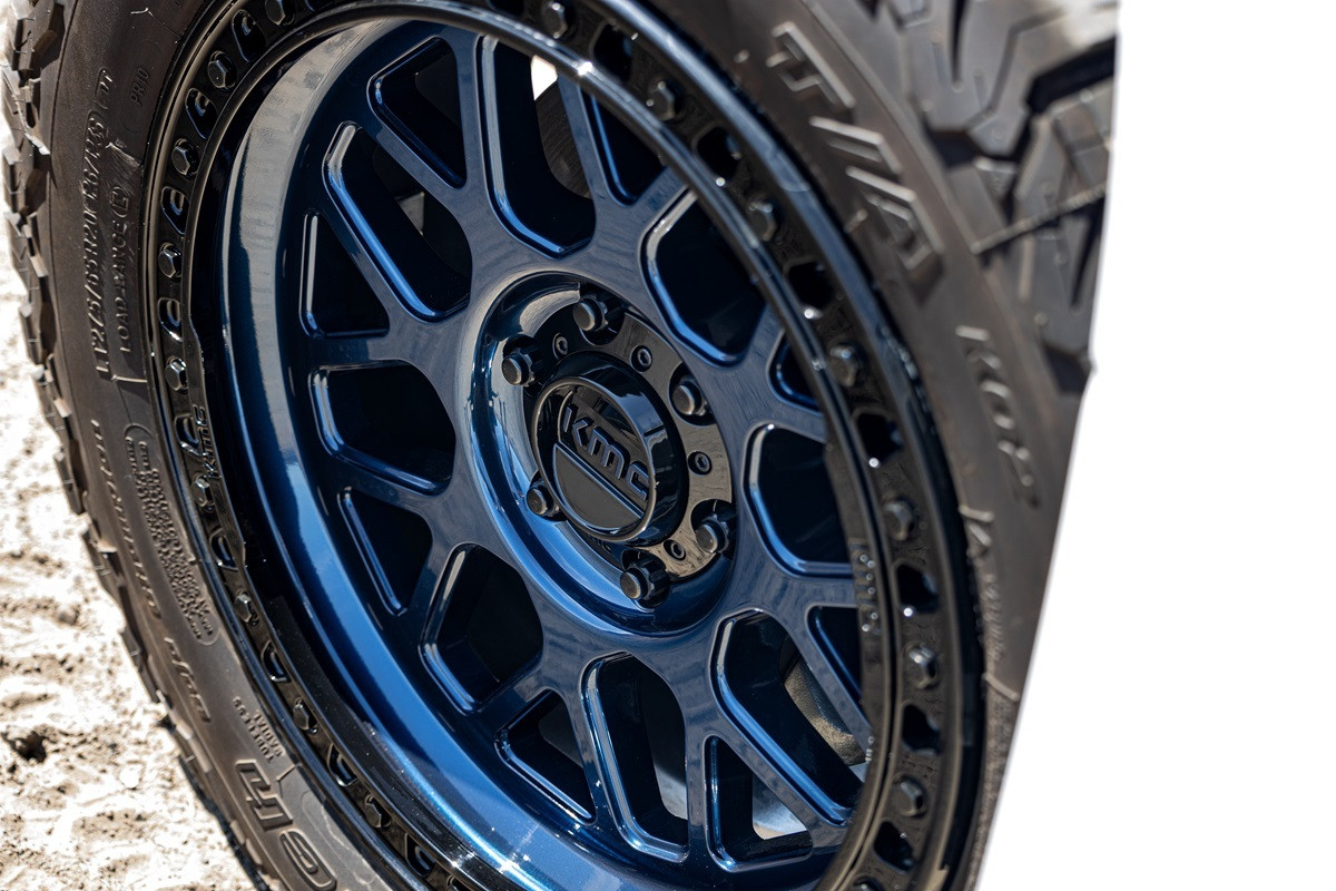 18" KMC KM549 GRS 18x9 5x5 -12mm Midnight Blue Gloss Black Lip Wheel Offroad Rim Lifted Truck Wheel