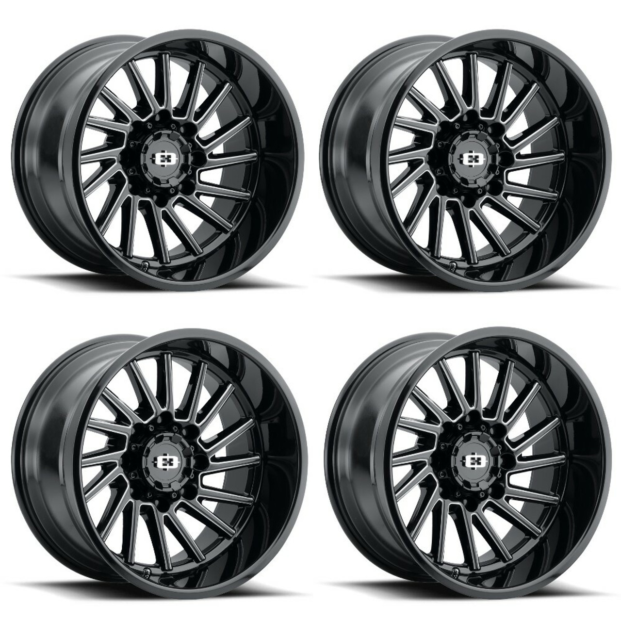 Set 4 20" Vision 306 Rapier Gloss Black Milled Spoke 20x12 Wheels 8x170 -51mm