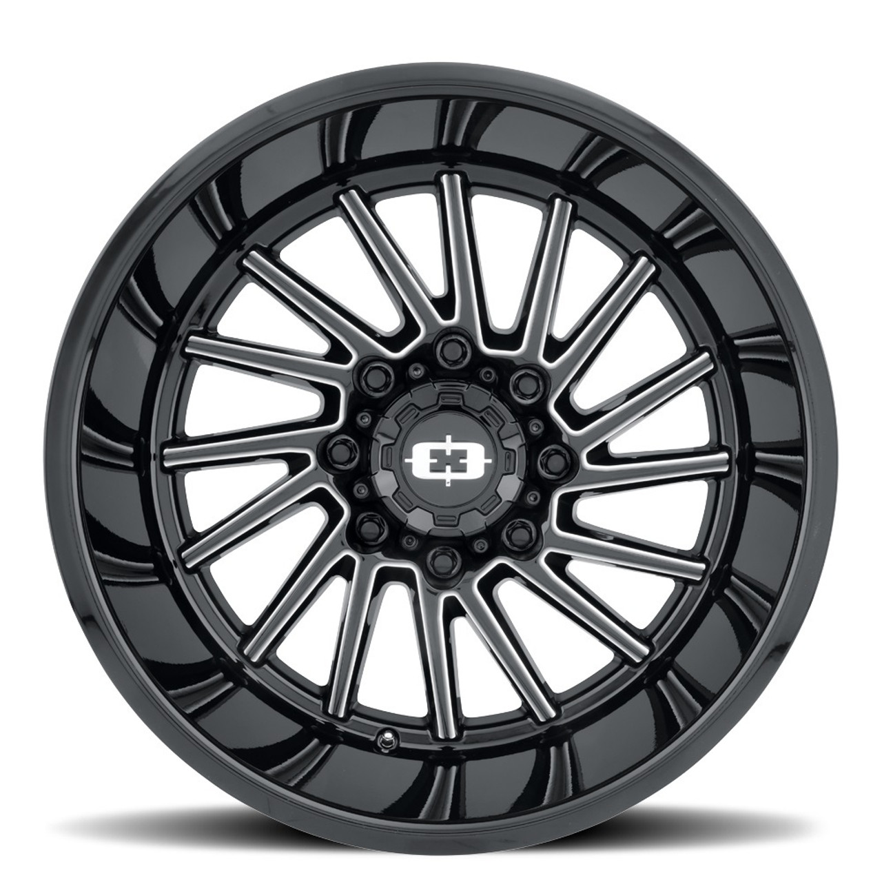 20" Vision 306 Rapier Gloss Black Milled Spoke 20x10 Wheel 8x180 -25mm Rim