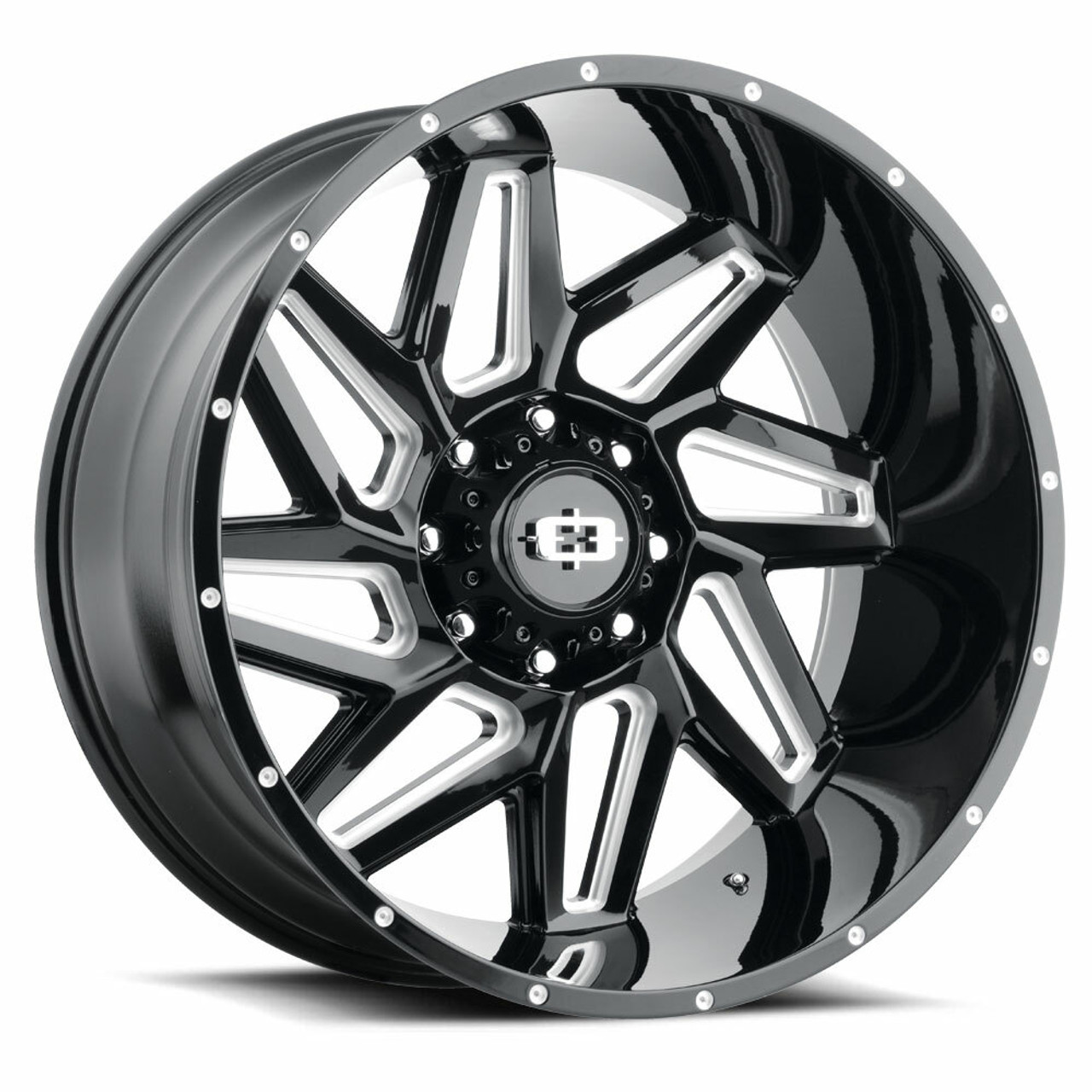 18" Vision Off Road 361 Gloss Black Milled Spoke 18x9 Wheel 8x6.5 12mm Truck Rim