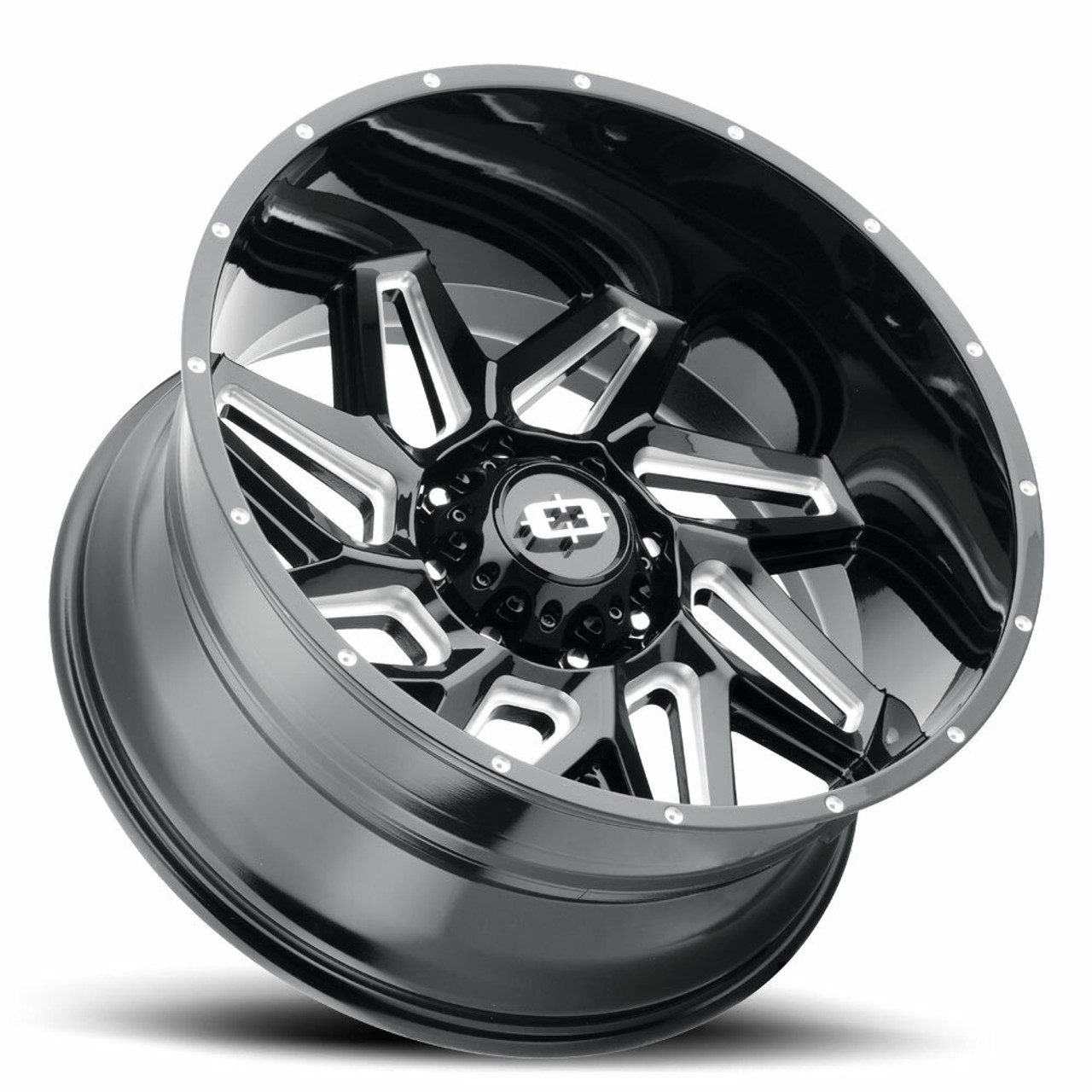 18" Vision Off Road 361 Gloss Black Milled Spoke 18x9 Wheel 8x6.5 12mm Truck Rim