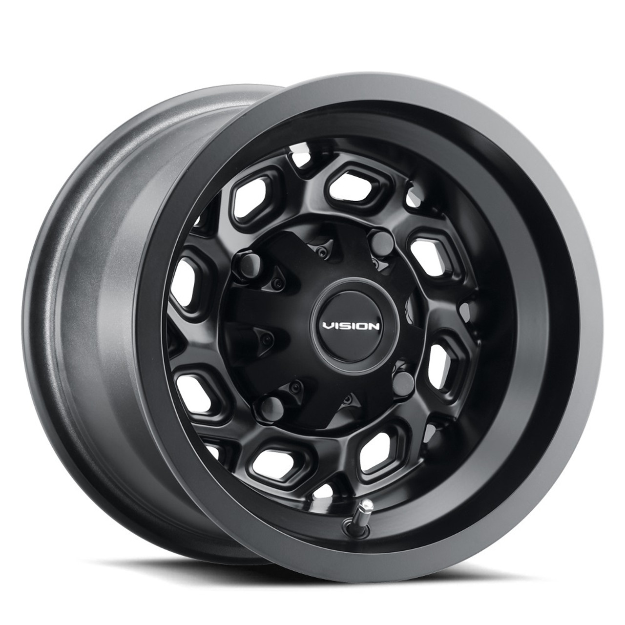 Set 4 15" Vision ATV 361 Matte Black 15x7 Wheels 4x110 38.1mm Rims