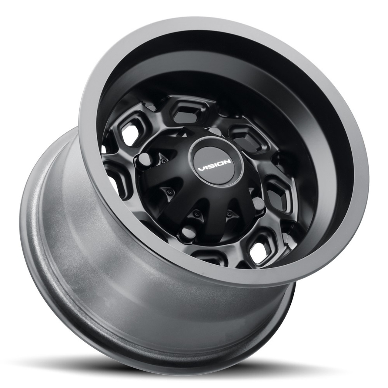 Set 4 12" Vision ATV 361 Matte Black 12x8 Wheels 4x156 -10.2mm Rims
