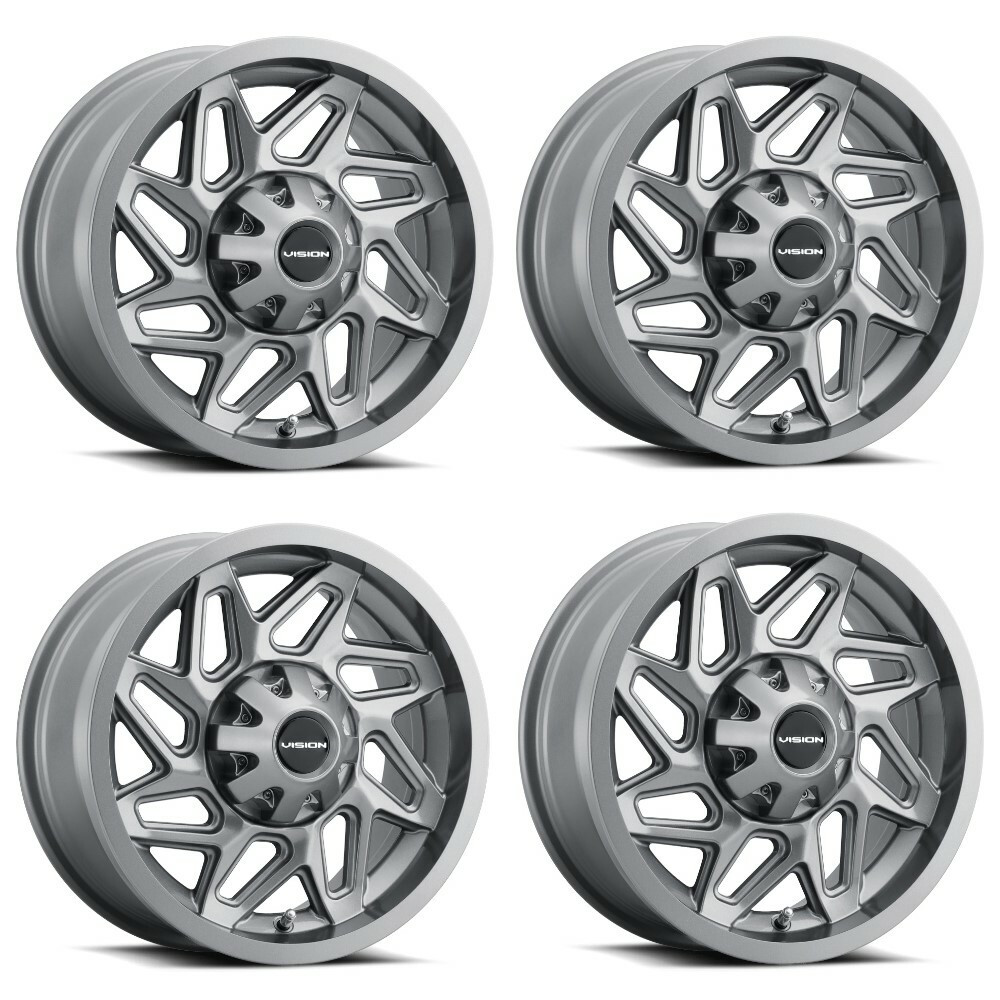 Set 4 12" Vision ATV 361 Gunmetal 12x8 Wheels 4x136 -10.2mm Rims