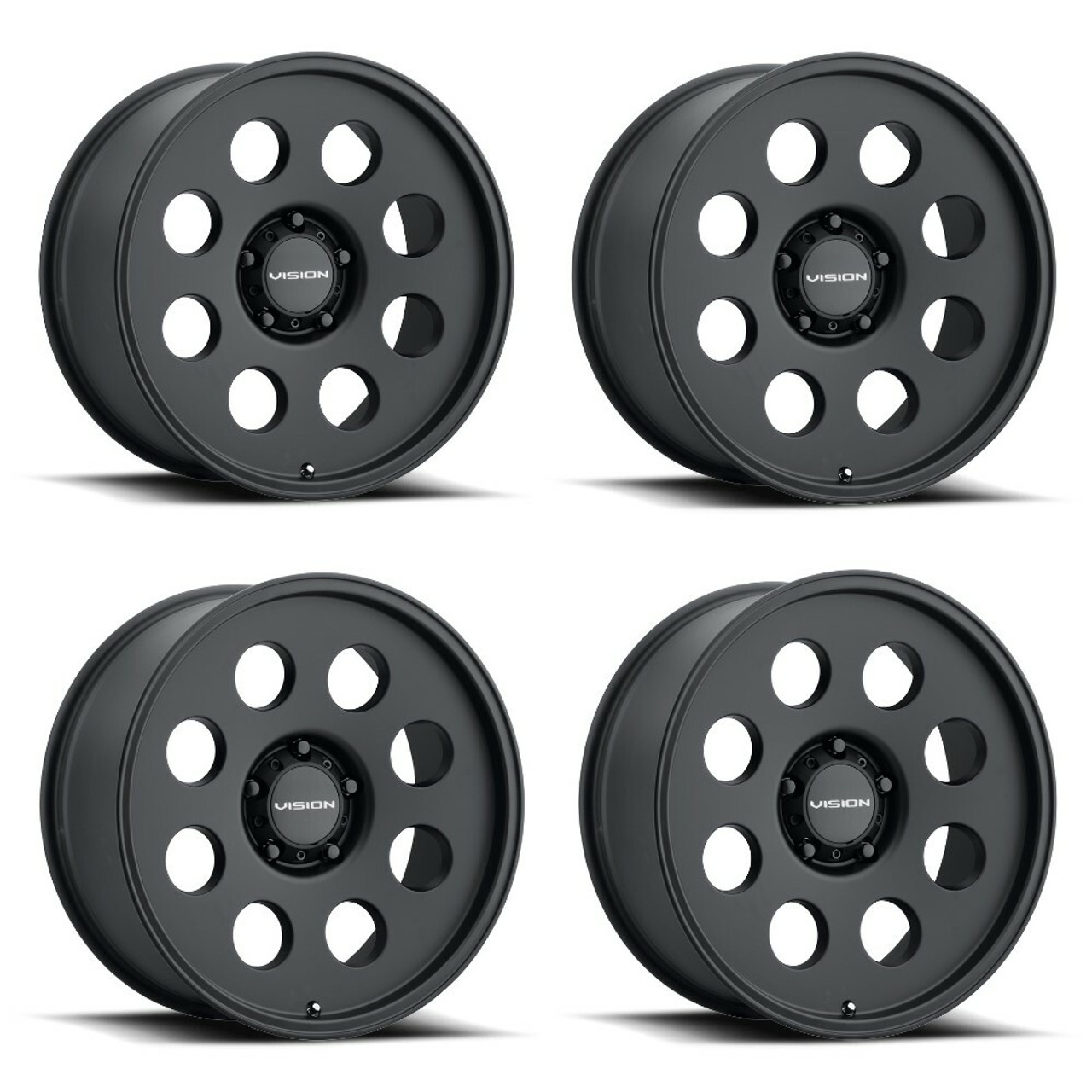 Set 4 16" Vision Off Road 56 Midway Satin Black 16x8 Wheels 5x5 0mm Truck Rims