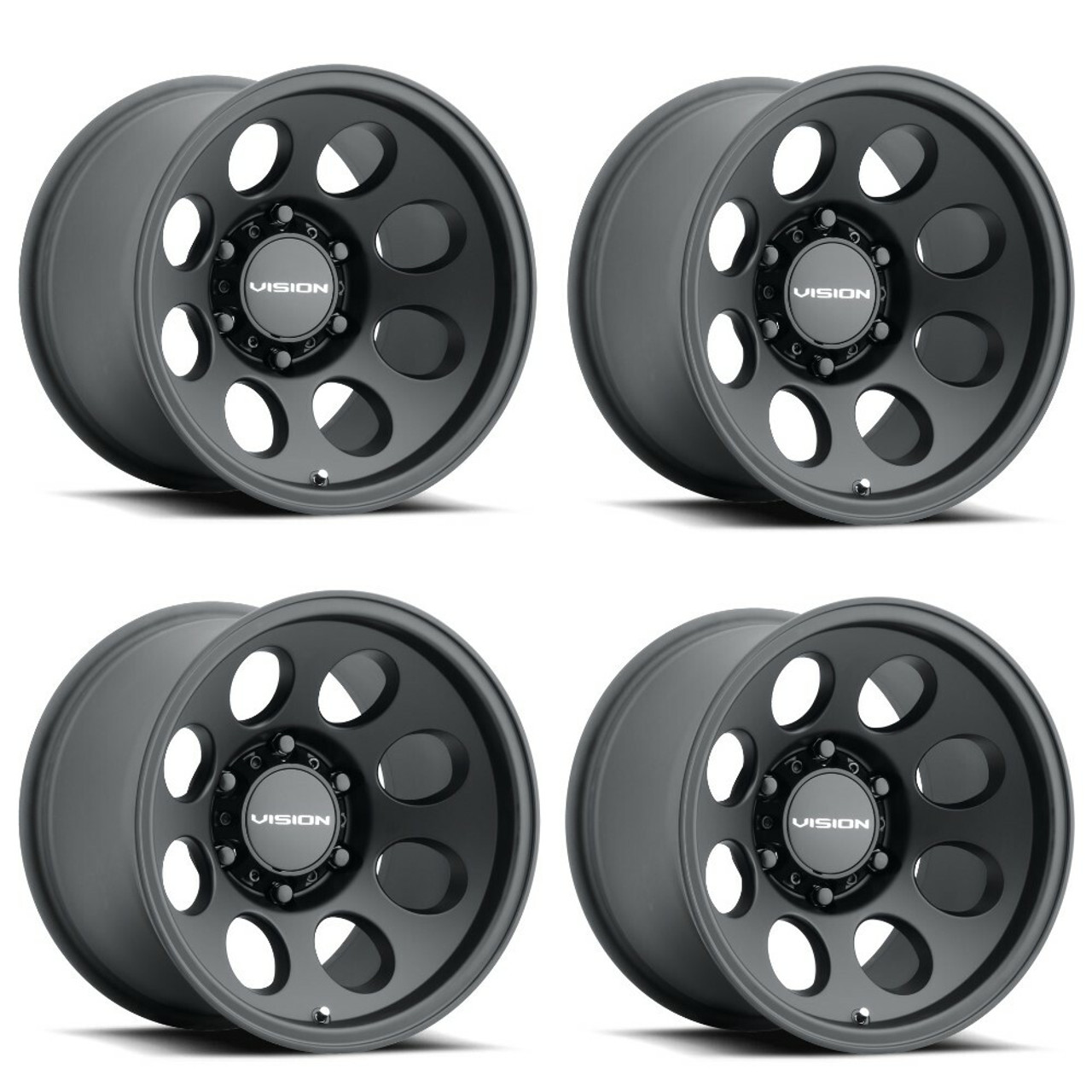 Set 4 20" Vision Off Road 56 Midway Satin Black 20x9 Wheels 6x5.5 0mm Truck Rims