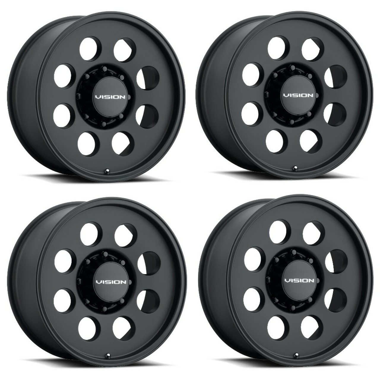 Set 4 20" Vision Off Road 56 Midway Satin Black 20x9 Wheels 5x150 12mm Rims