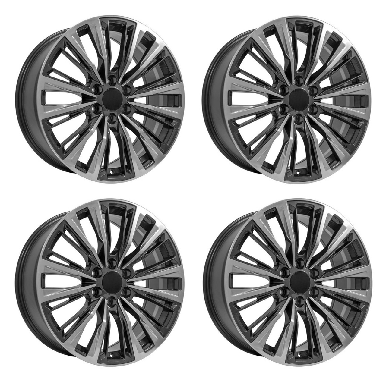 Set 4 22" OE Wheels CA93 Gunmetal with Polished Face 22x9 Wheels 6x5.5 Rims 28mm