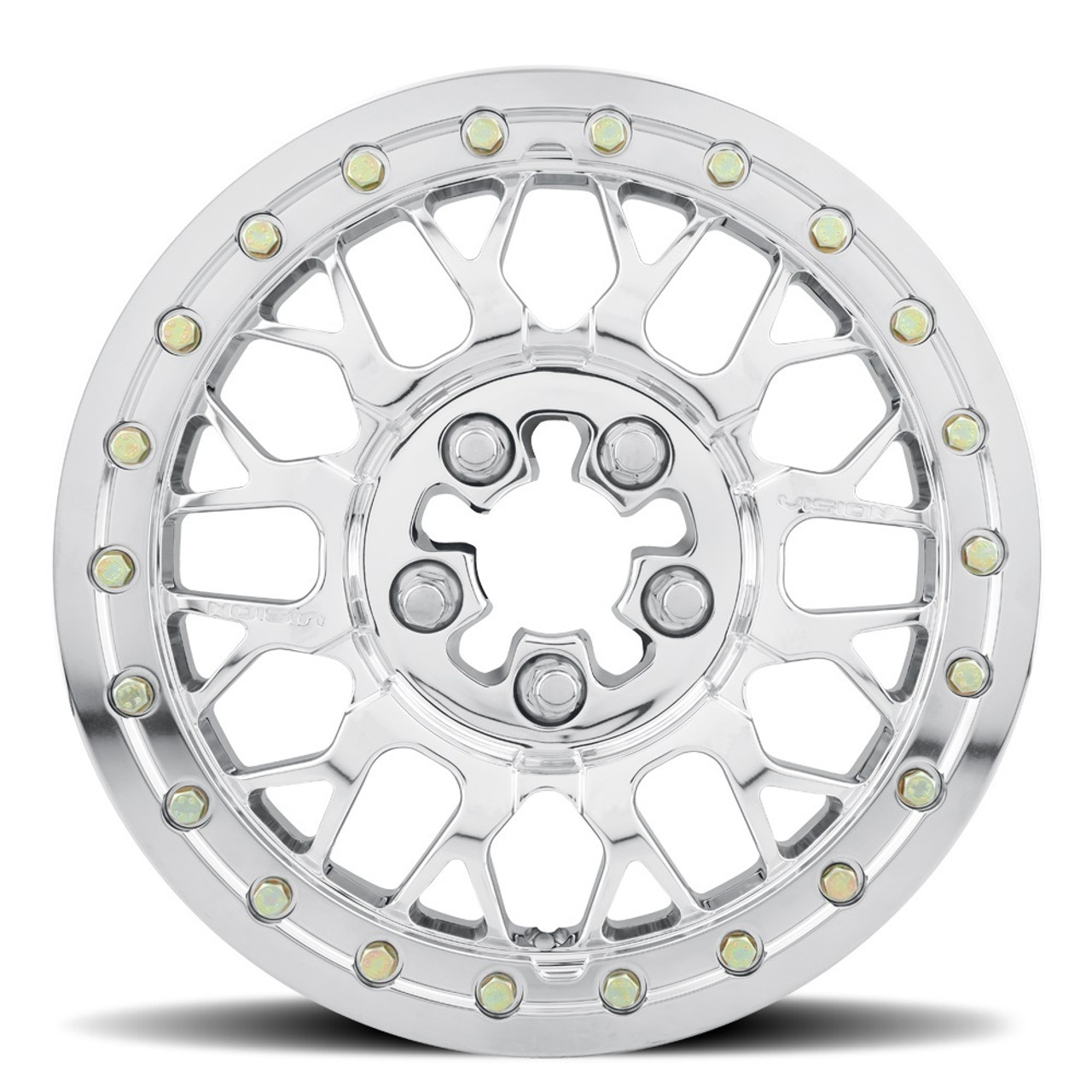 Set 4 15" Vision ATV 346 Storm Polished 15x7 Wheels 4x136 38mm Beadlock Rims