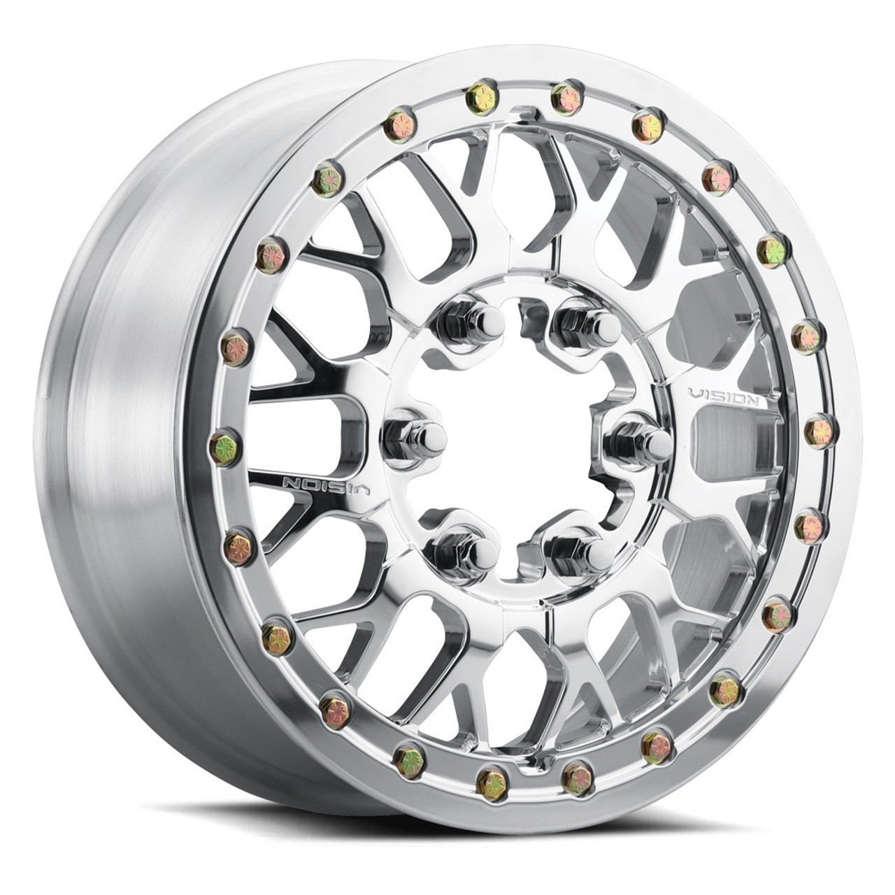 Set 4 15" Vision ATV 346 Storm Polished 15x6 Wheels 6x5.5 50.6mm Beadlock Rims